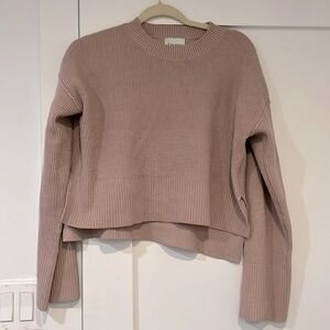 lavender/mauve cropped ribbed mock neck sweater